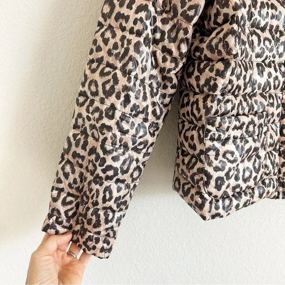 Lands End Packable Puffer Jacket Leopard Print S - Picture 7 of 12